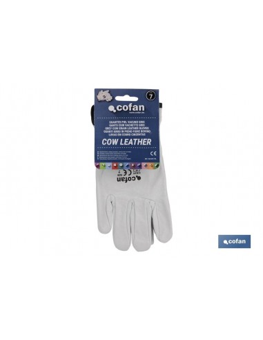 GUANTES PIEL VACUNO GRIS T-7