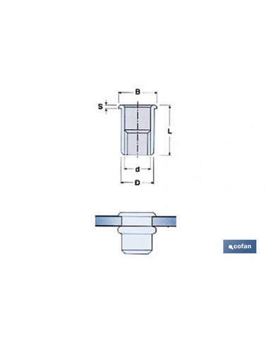 TUERCAS REMACHABLES ALUMINIO ANCHA M-10