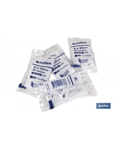 BOLSA 25 UDS TACO PLÁSTICO 8mm