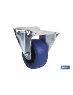 RUEDA GOMA AZUL FIJA Ø100X35MM