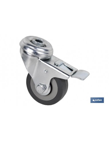RUEDA GOMA/GRIS PASANTE/FRENO Ø50X18MM