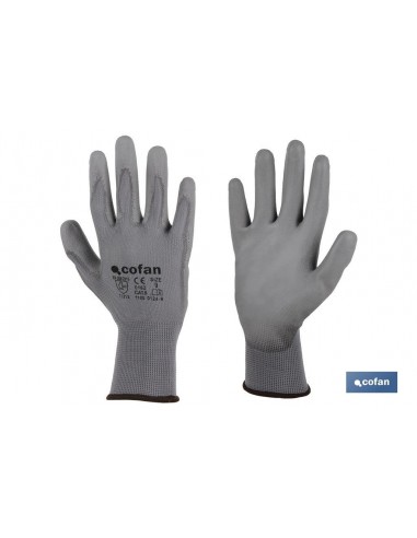 GUANTE 100%  POLIEST. IMPREG. PU GRIS...