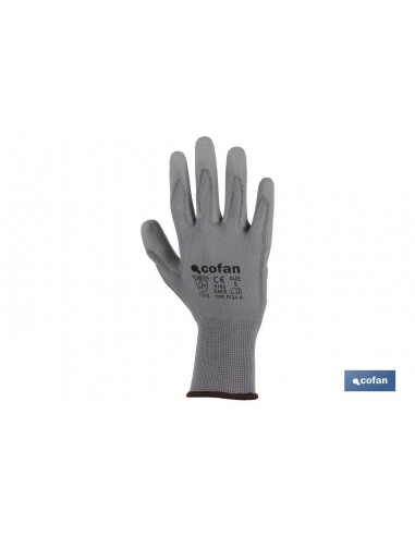 GUANTE 100% POLIEST. IMPREG. PU GRIS T-9