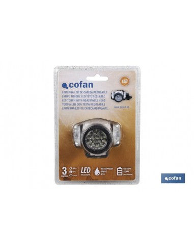 LINTERNA 19 LED DE CABEZA 3W 3 FUNCIONES