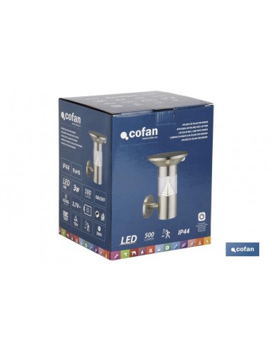 APLIQUE LED SOLAR CON SENSOR NEGRO 3W...