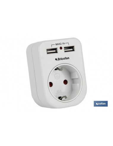 ADAPTADOR  ENCHUFE 1 TOMA FRONTAL+2 USB