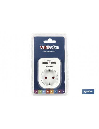 ADAPTADOR  ENCHUFE 1 TOMA FRONTAL+2 USB