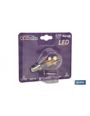 BOMBILLA LED ESFERICA FILAMENTO E14...