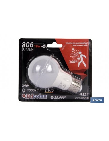 BOMBILLA CLASIC SENSOR E27 10W 806LM...
