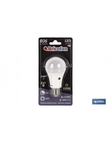 BOMBILLA CLASIC SENSOR LUZ E27 9.5W...