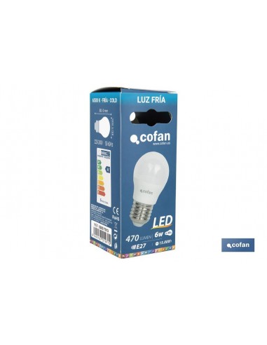 BOMBILLA LED 8 W ESFÉRICA E27 220°...
