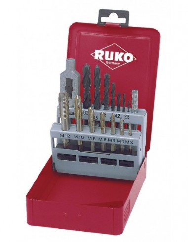 Juego machos de roscar + brocas - 15...