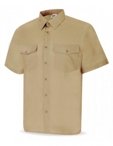 388-CMMC CAMISA TERGAL BEIGE M/CORTA