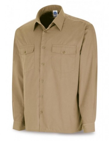 388-CMML CAMISA TERGAL BEIGE M/LARGA