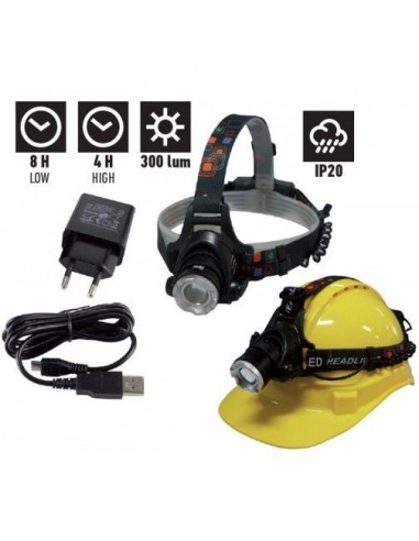 Linterna frontal recargable