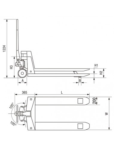 Transpaleta acero inoxidable 2.500 Kg