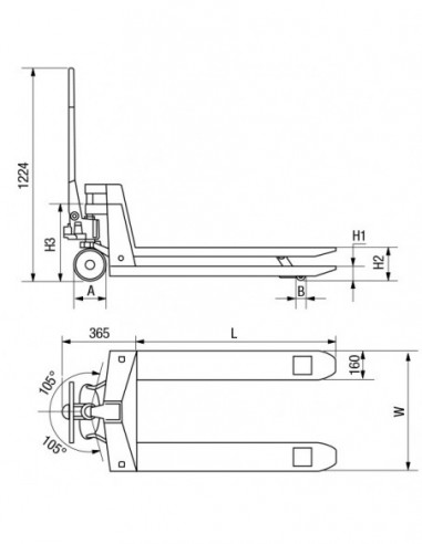 Transpaleta profesional plus 2.500 Kg